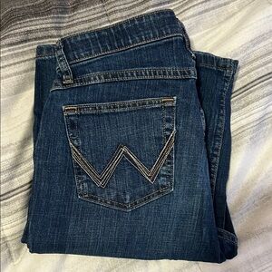 Wrangler Dark Blue Denim Jeans with Embroidered Back Pocket